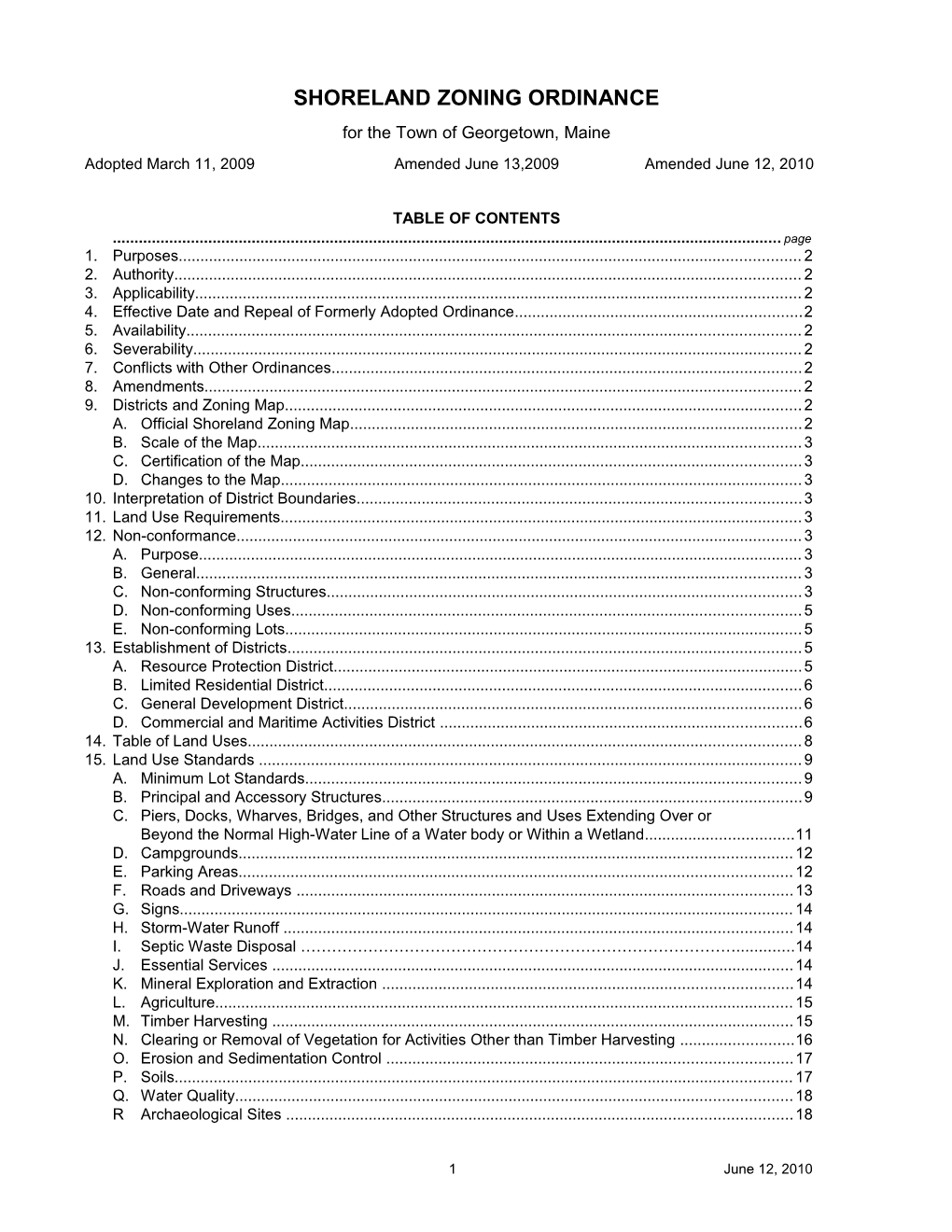 Shoreland Zoning Ordinance For The Municipality Of