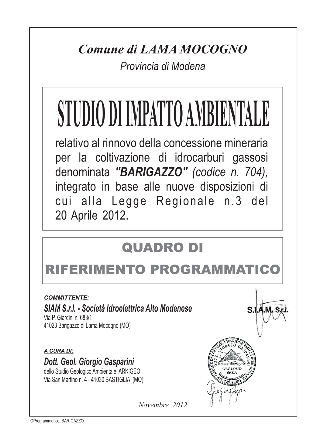 BARIGAZZO" (Codice N