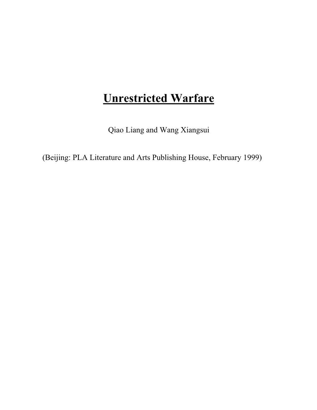 Unrestricted Warfare