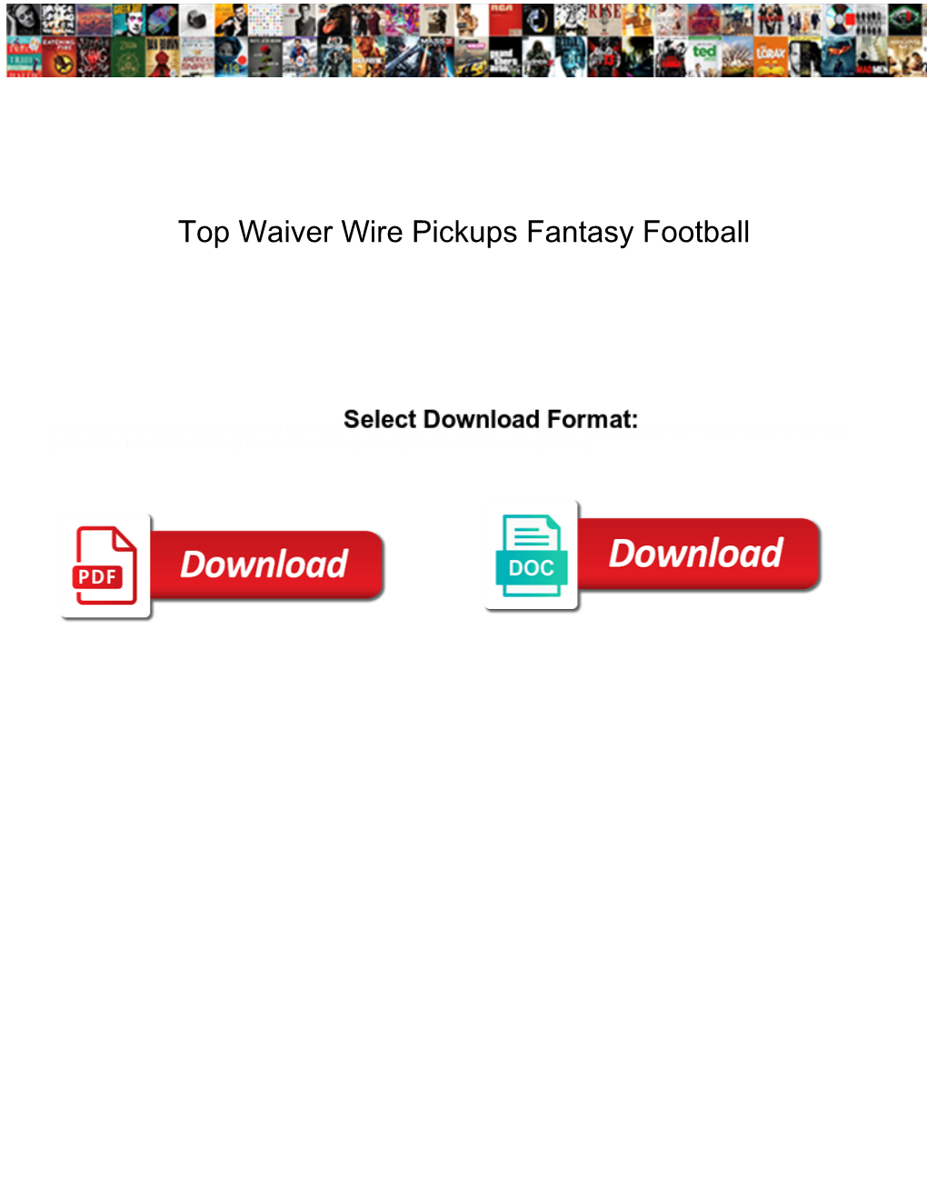 Top Waiver Wire Pickups Fantasy Football