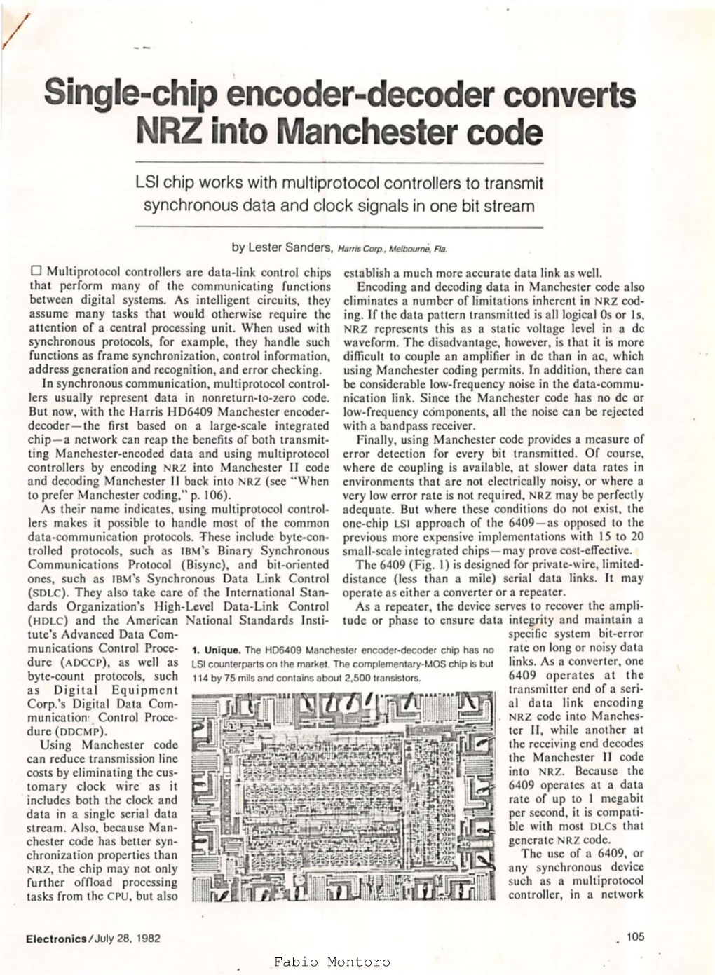 Single-Chip Encoder-Decoder Converts NRZ Into Manchester Code