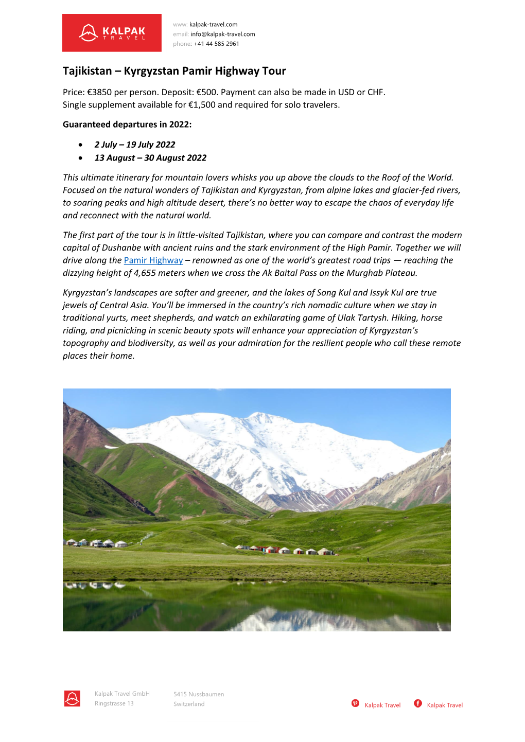 Tajikistan – Kyrgyzstan Pamir Highway Tour