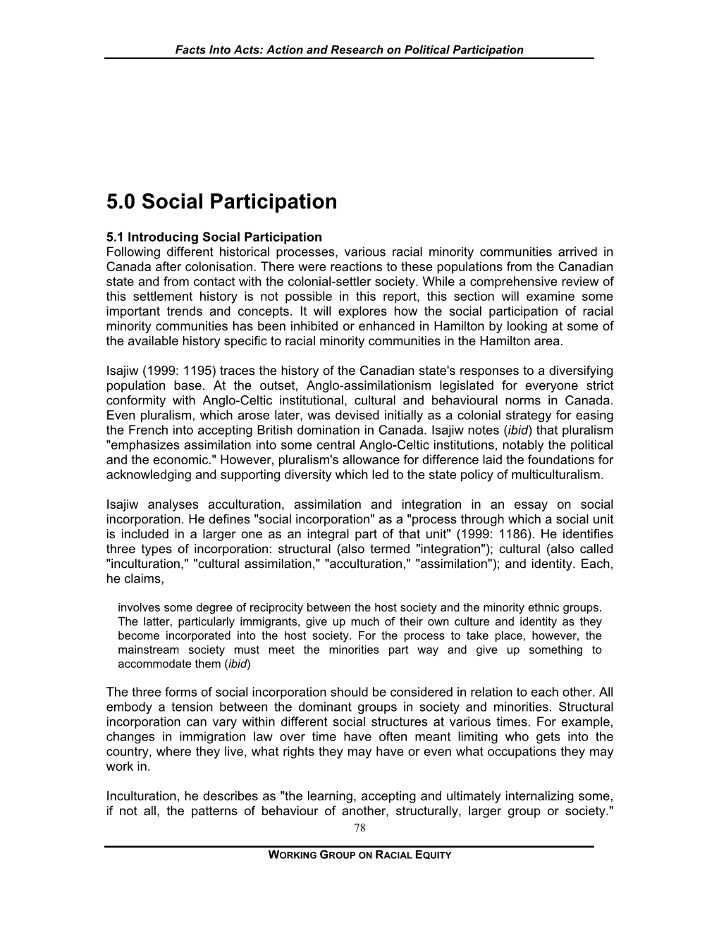 5.0 Social Participation