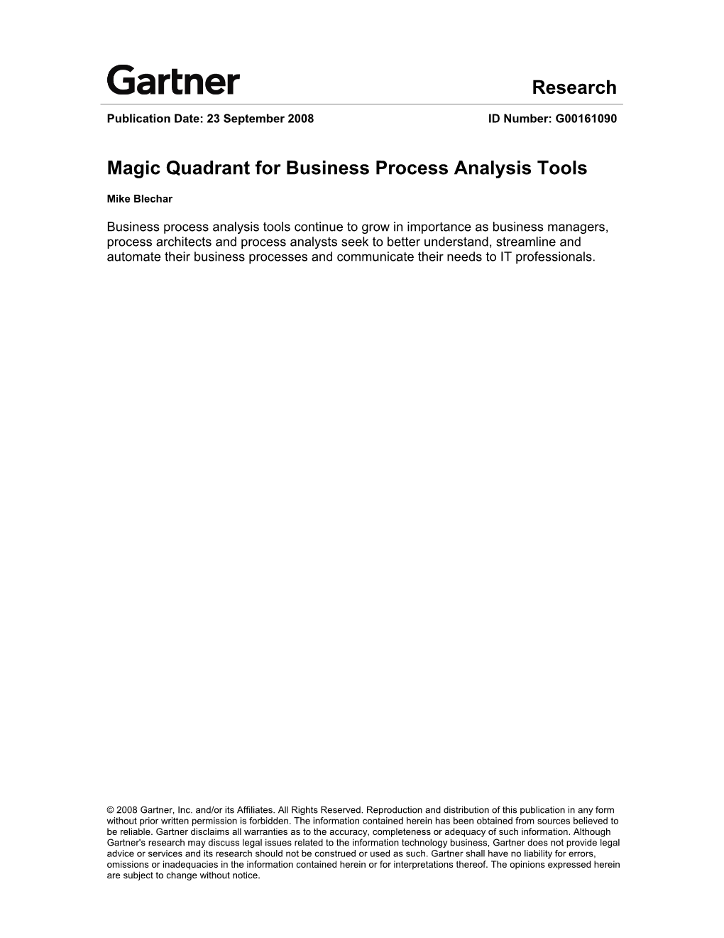 Magic Quadrant for Business Process Analysis Tools