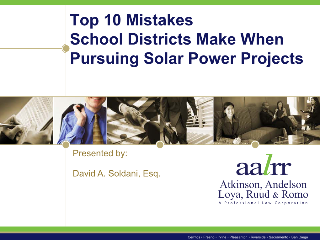 Top 10 Mistakes School Districts Make When Pursuing Solar Power Projects