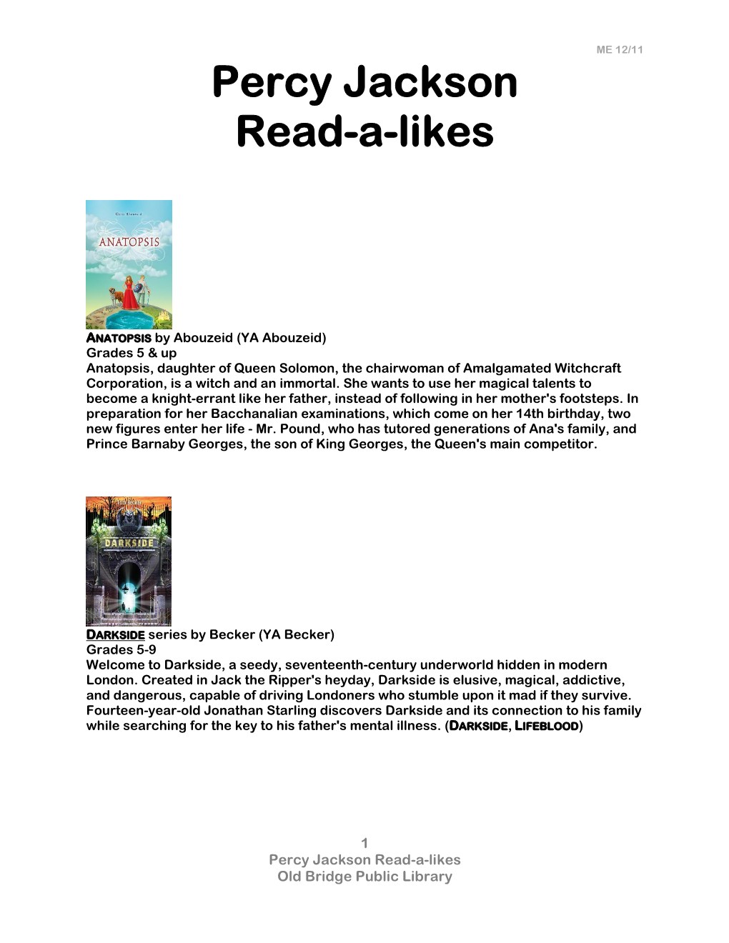 Percy Jackson Read-A-Likes