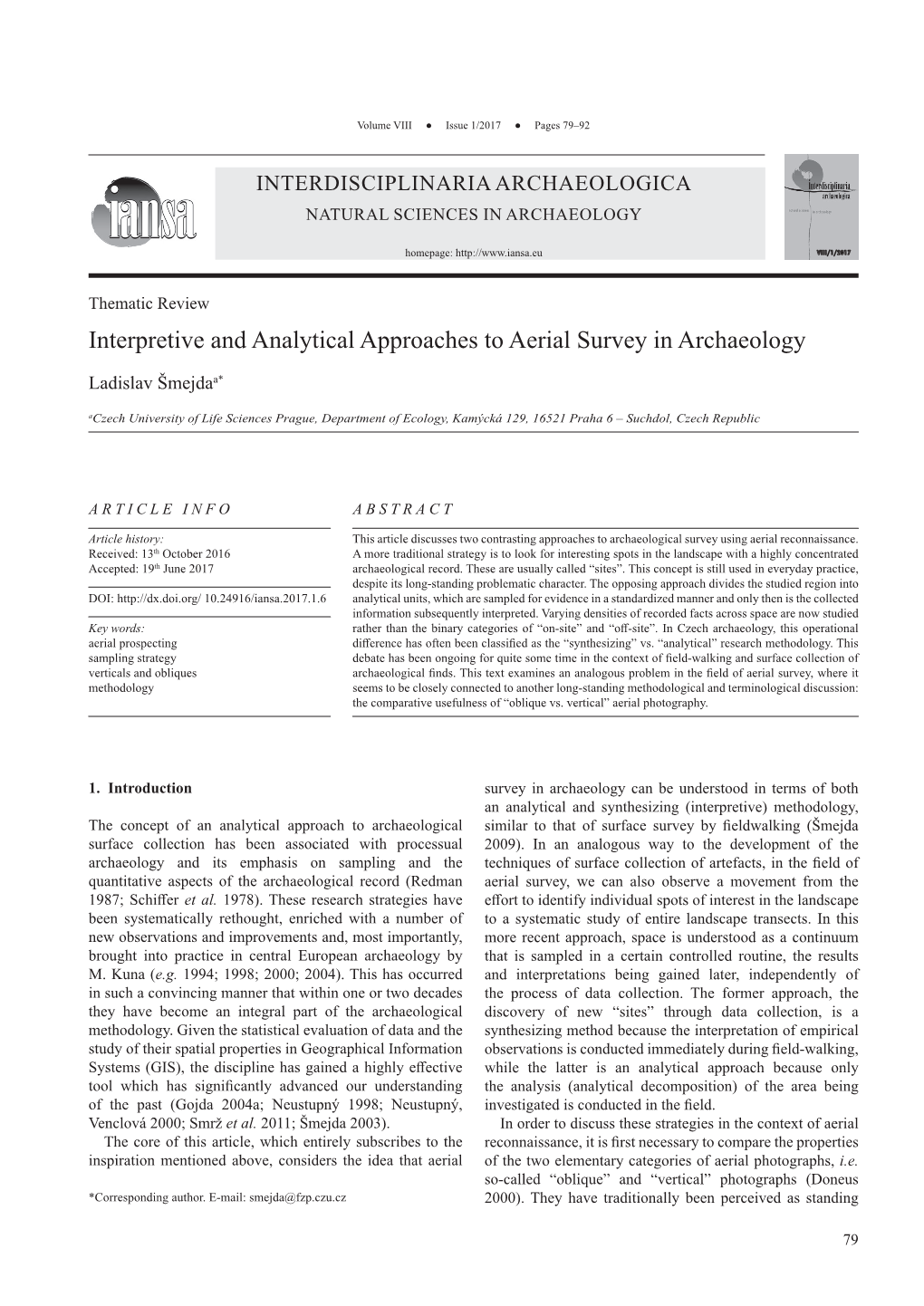 Interpretive and Analytical Approaches to Aerial Survey in Archaeology