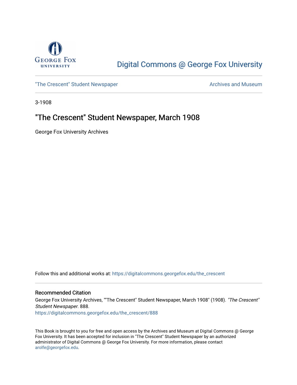 The Crescent" Student Newspaper Archives and Museum