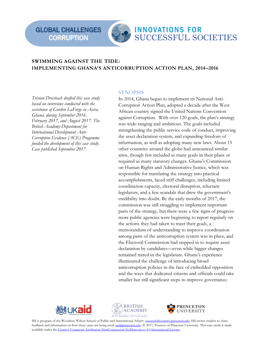 Swimming Against the Tide: Implementing Ghana’S Anticorruption Action Plan, 2014–2016