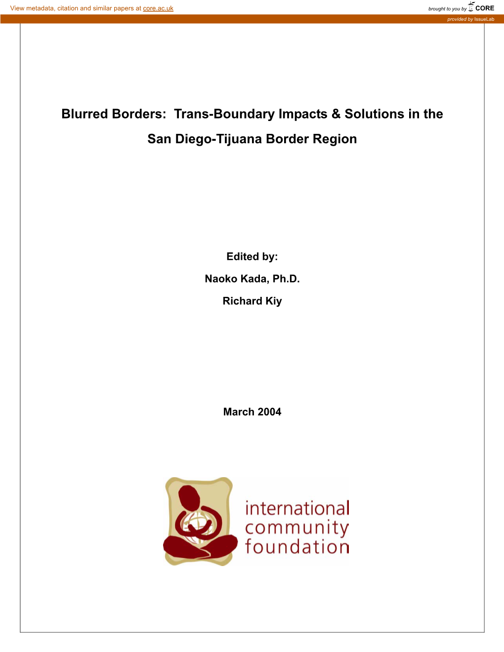 Trans-Boundary Impacts & Solutions in the San Diego-Tijuana