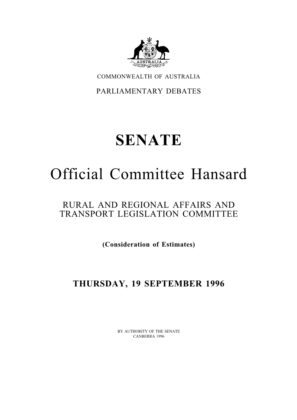 SENATE Official Committee Hansard