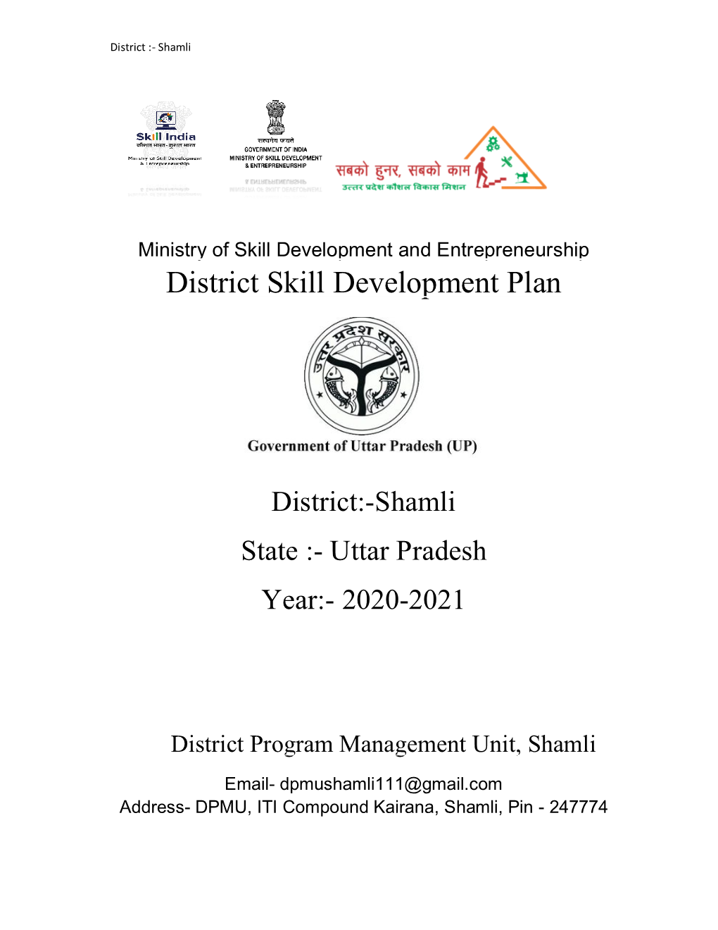 District Skill Development Plan