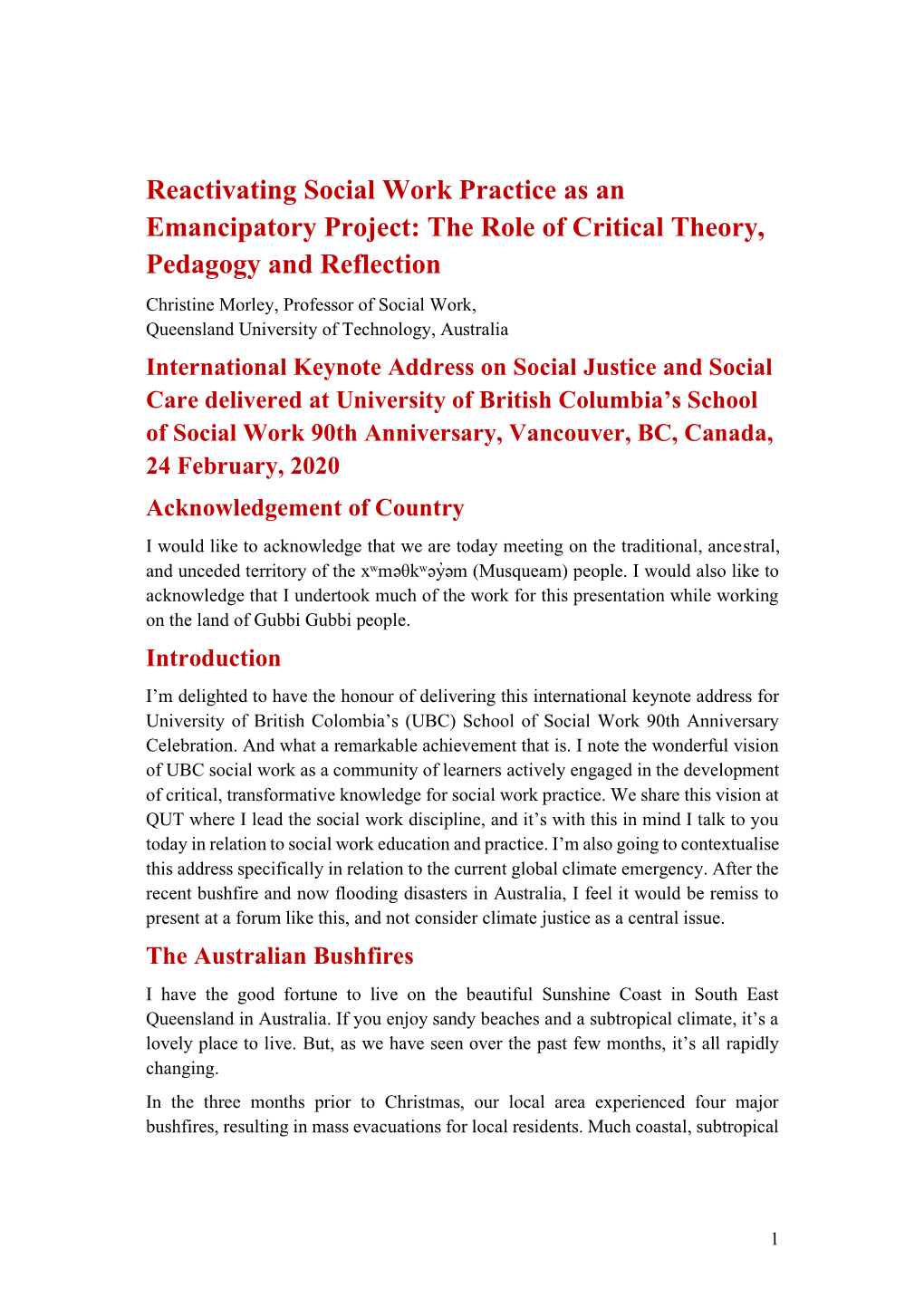 Reactivating Social Work Practice As an Emancipatory Project: the Role of Critical Theory, Pedagogy and Reflection