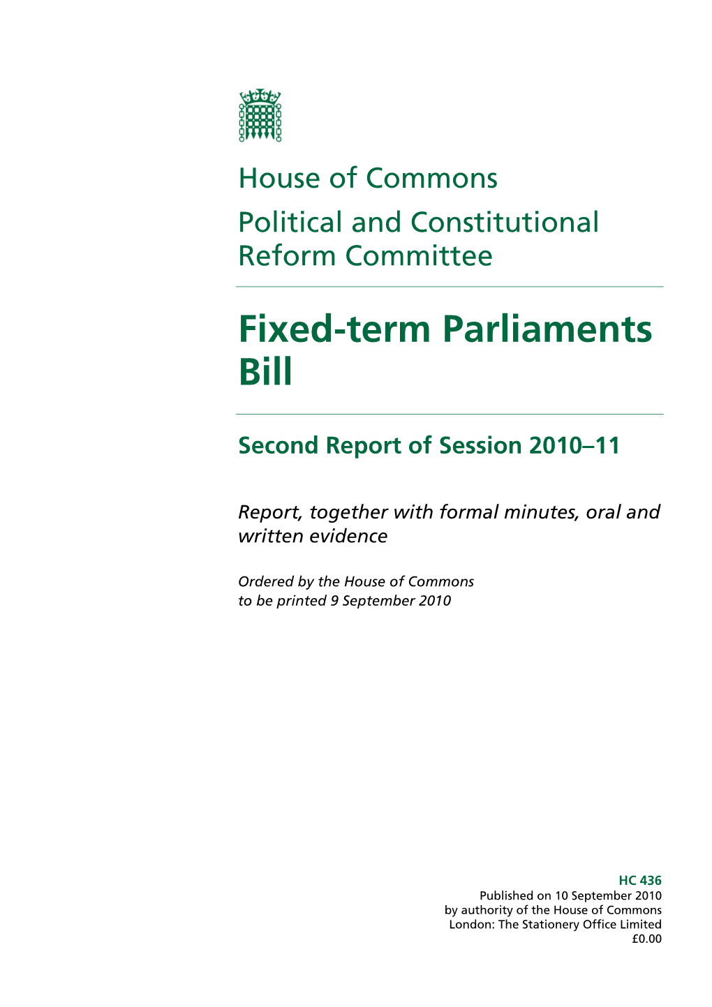 Fixed-Term Parliaments Bill