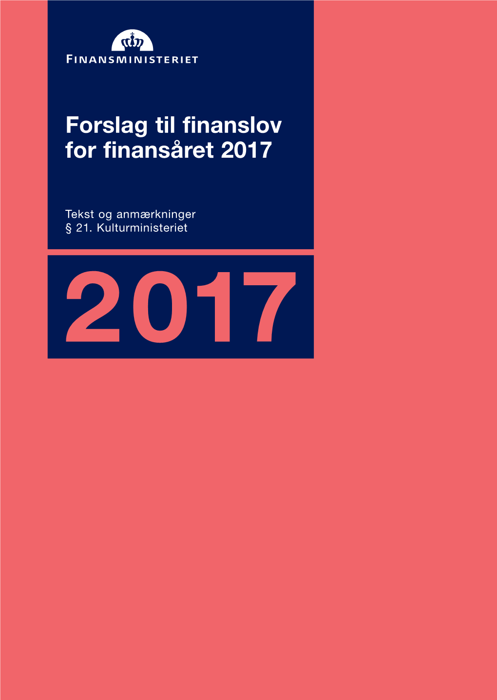 Forslag Til Finanslov for Finansåret 2017