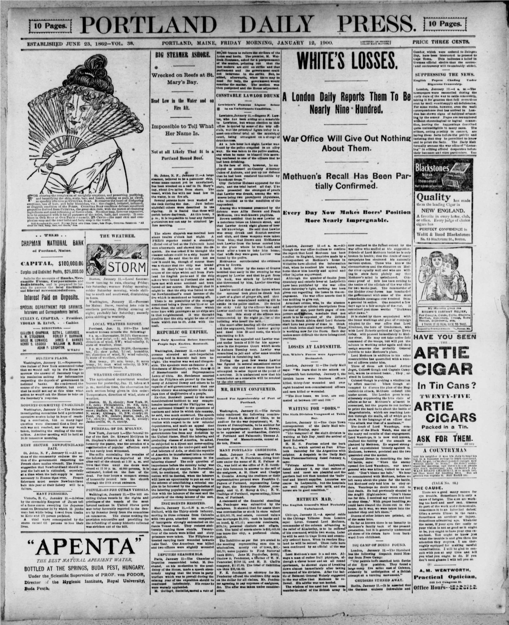 Portland Daily Press: January 12, 1900