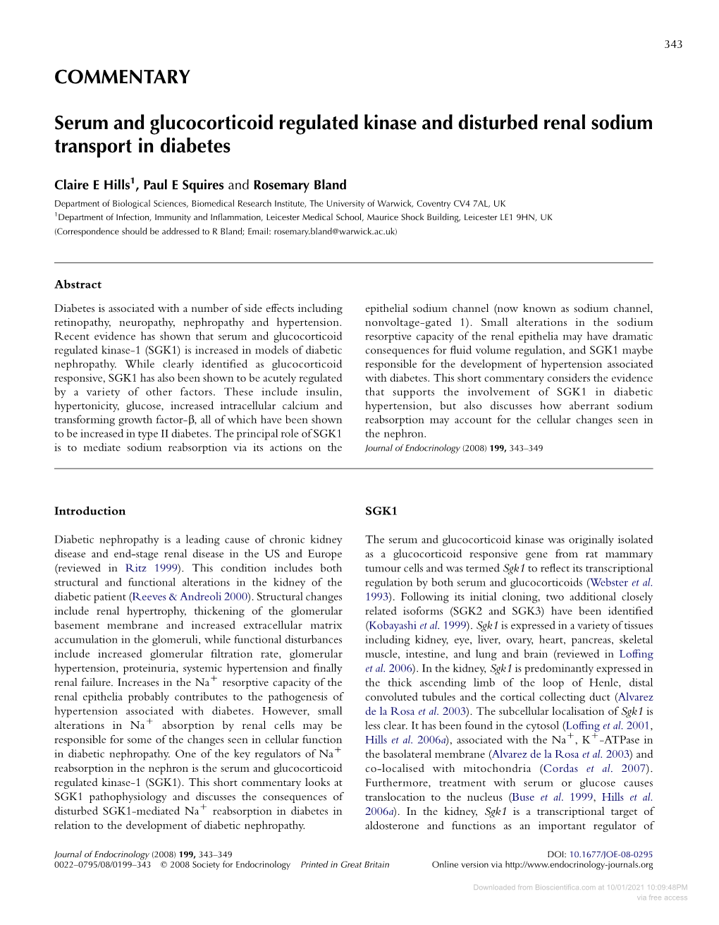 COMMENTARY Serum and Glucocorticoid Regulated Kinase And