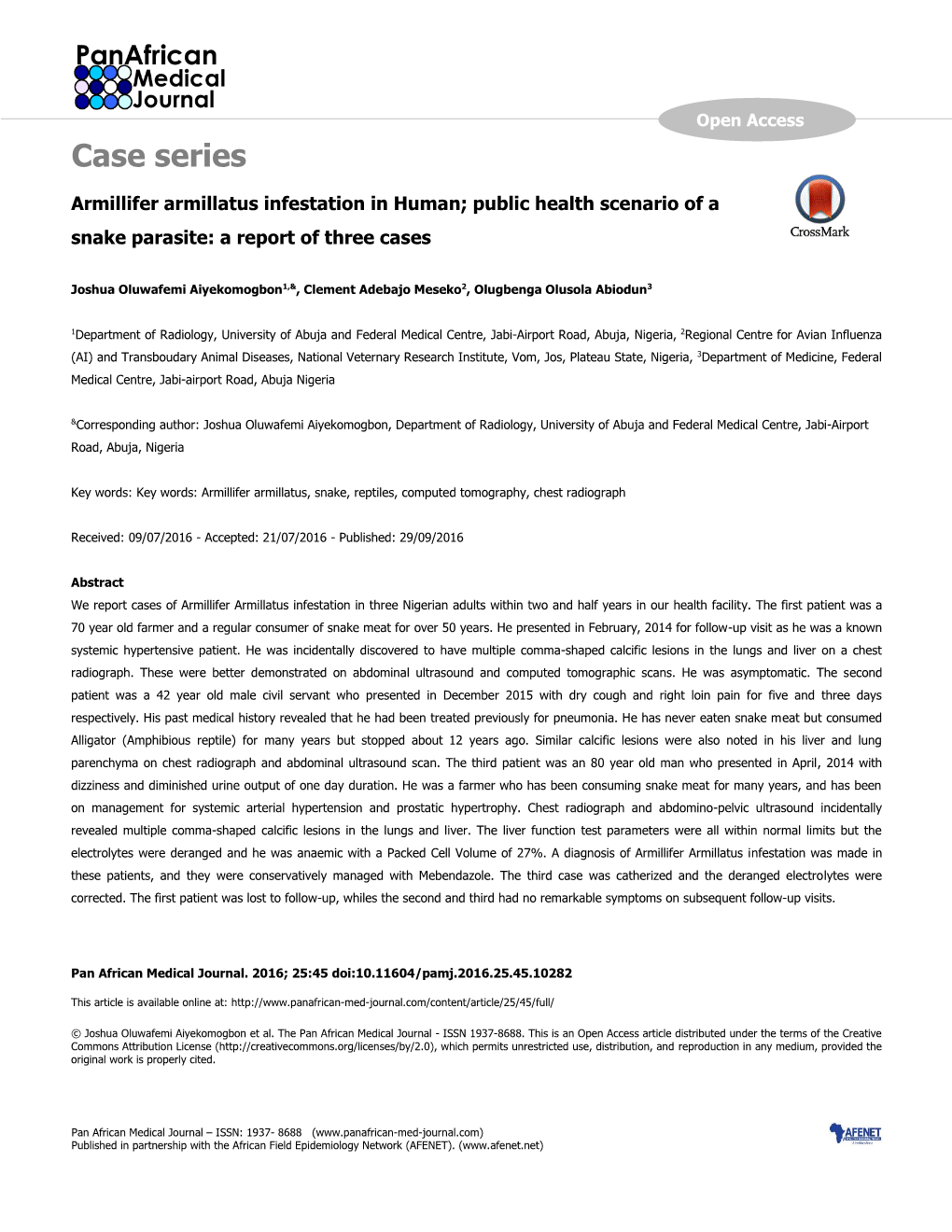 Case Series Armillifer Armillatus Infestation in Human; Public Health Scenario of a Snake Parasite: a Report of Three Cases