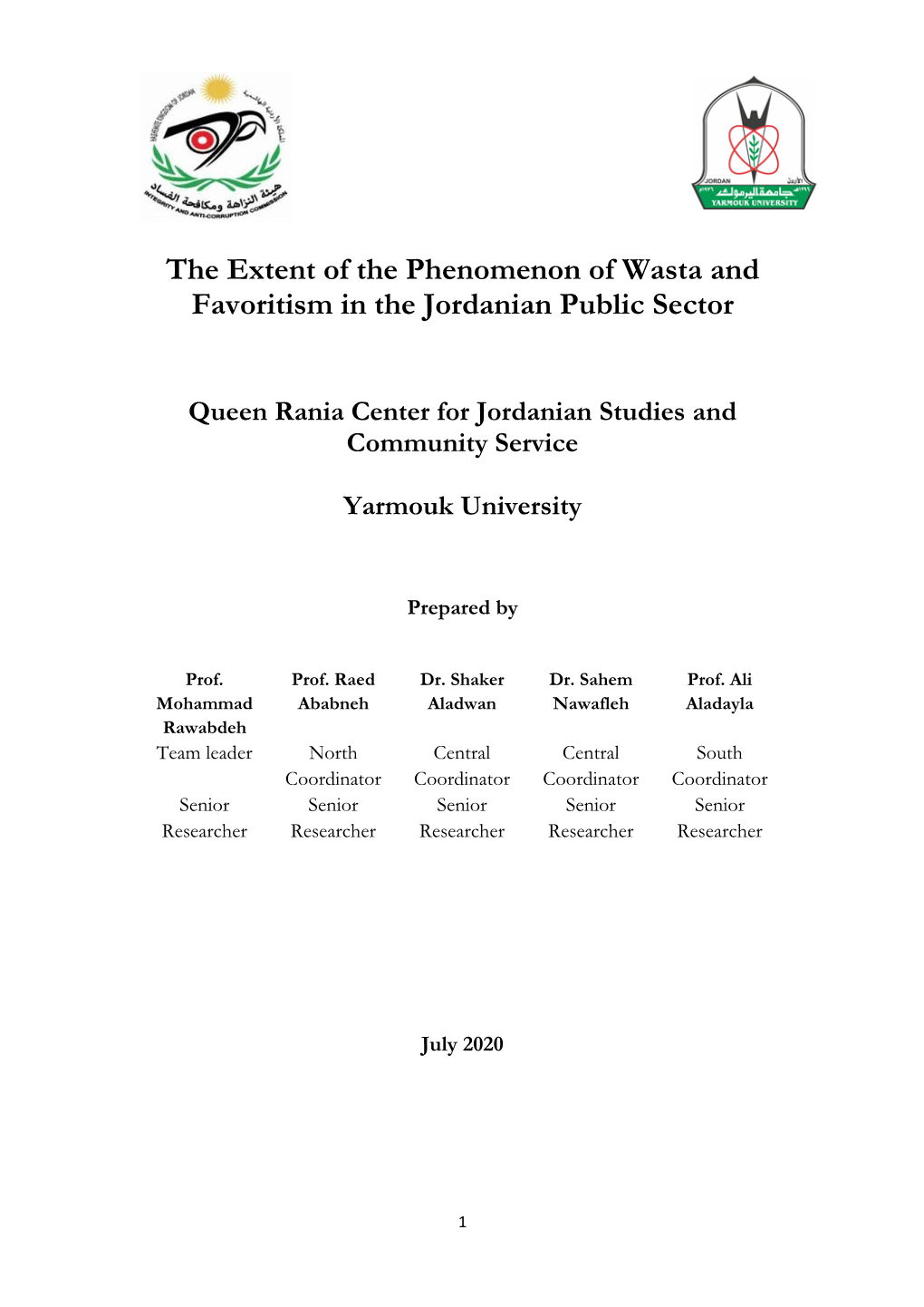 The Extent of the Phenomenon of Wasta and Favoritism in the Jordanian Public Sector