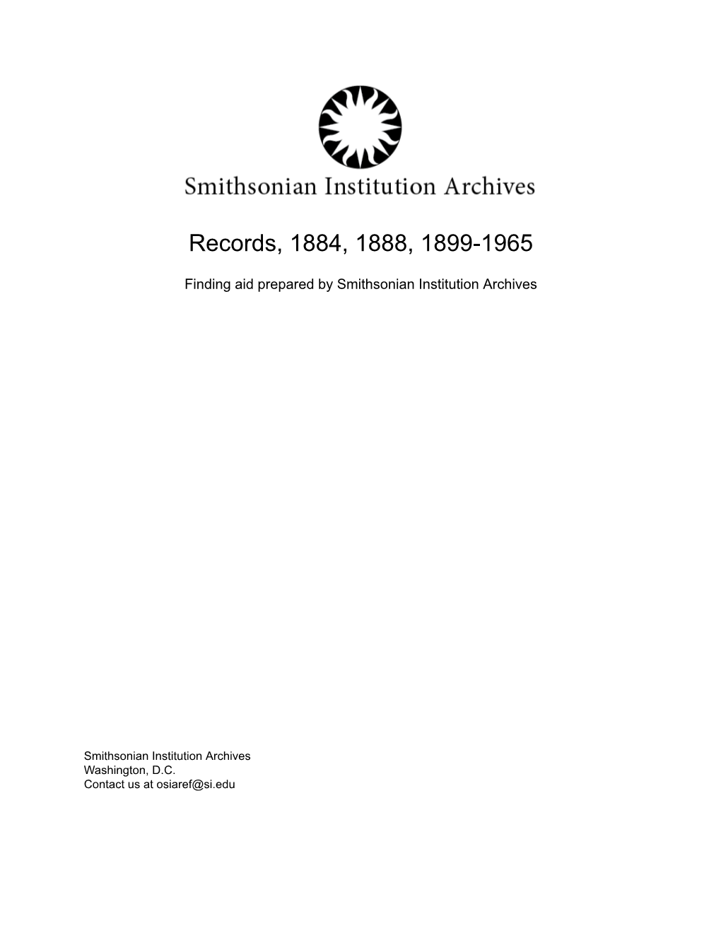 Records, 1884, 1888, 1899-1965