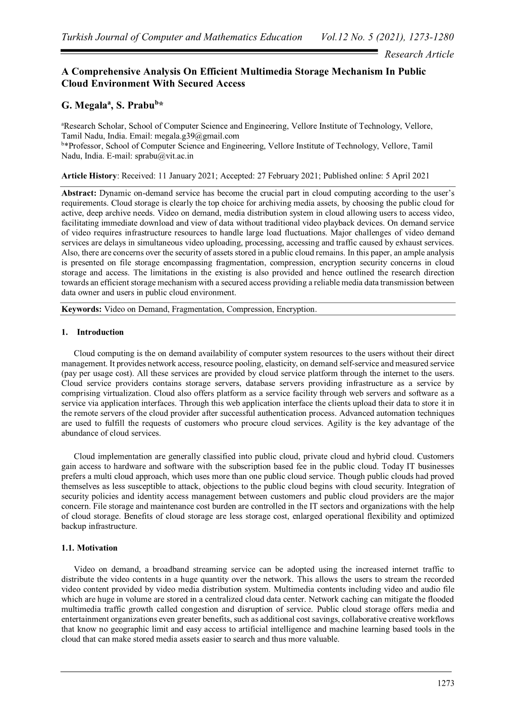 Turkish Journal of Computer and Mathematics Education Vol.12 No. 5