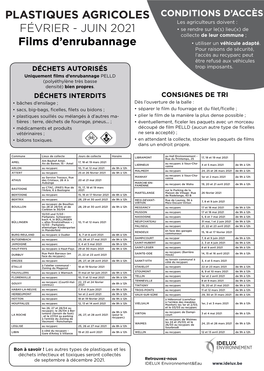 Plastiques Agricoles : Calendrier Printemps 2021