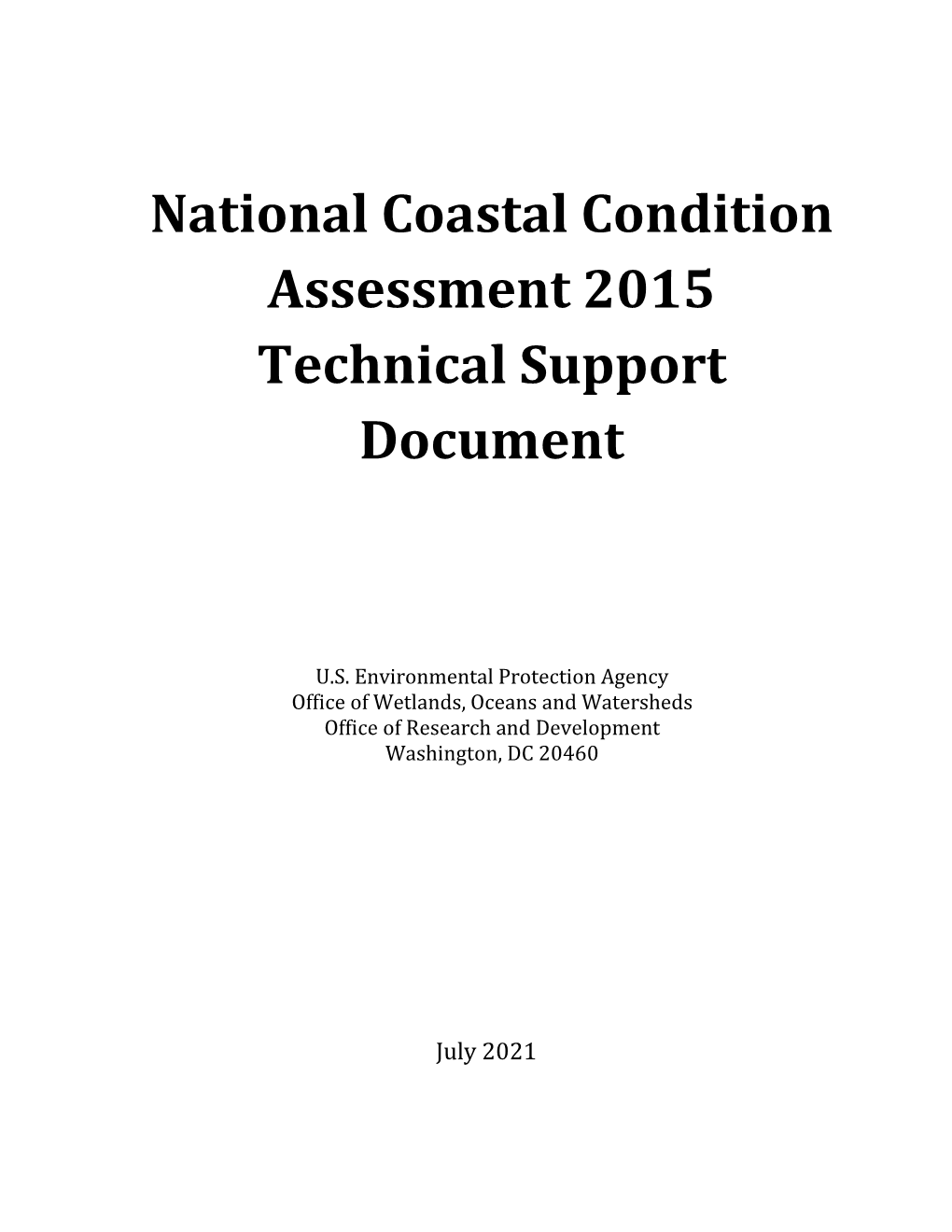 National Coastal Condition Assessment 2015 Technical Support Document