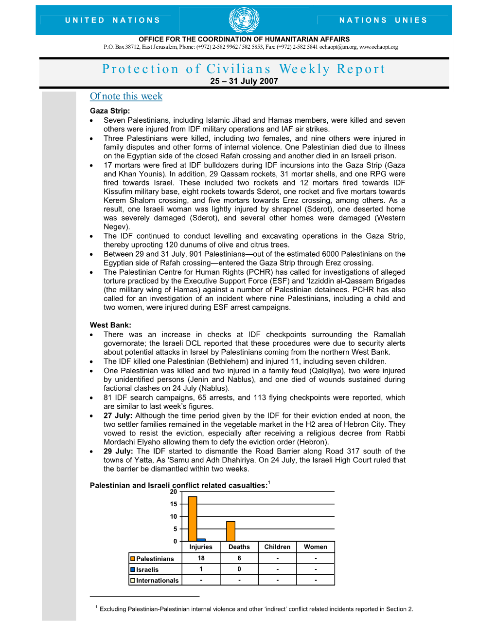 Protection of Civilians Weekly Report