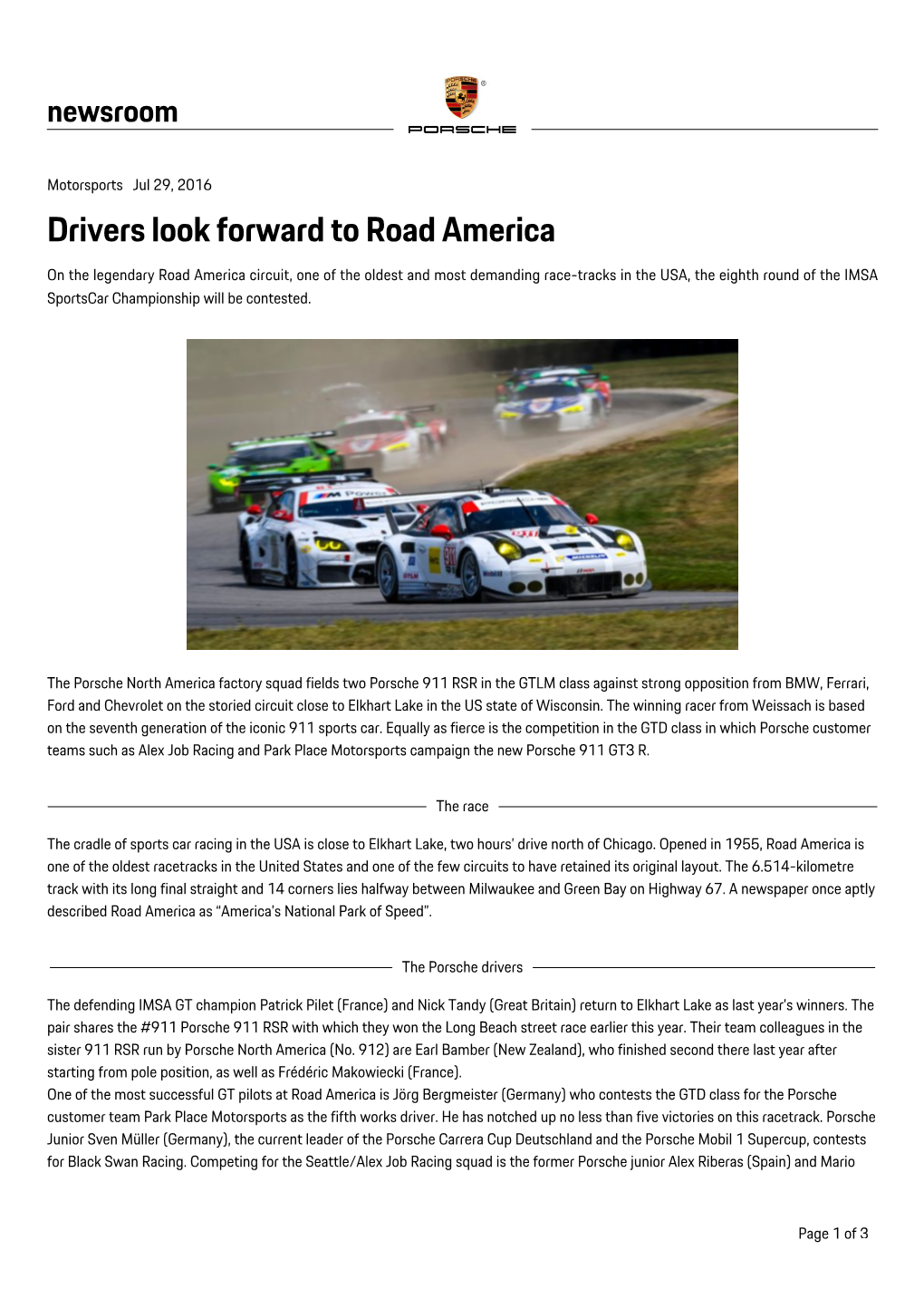 Drivers Look Forward to Road America