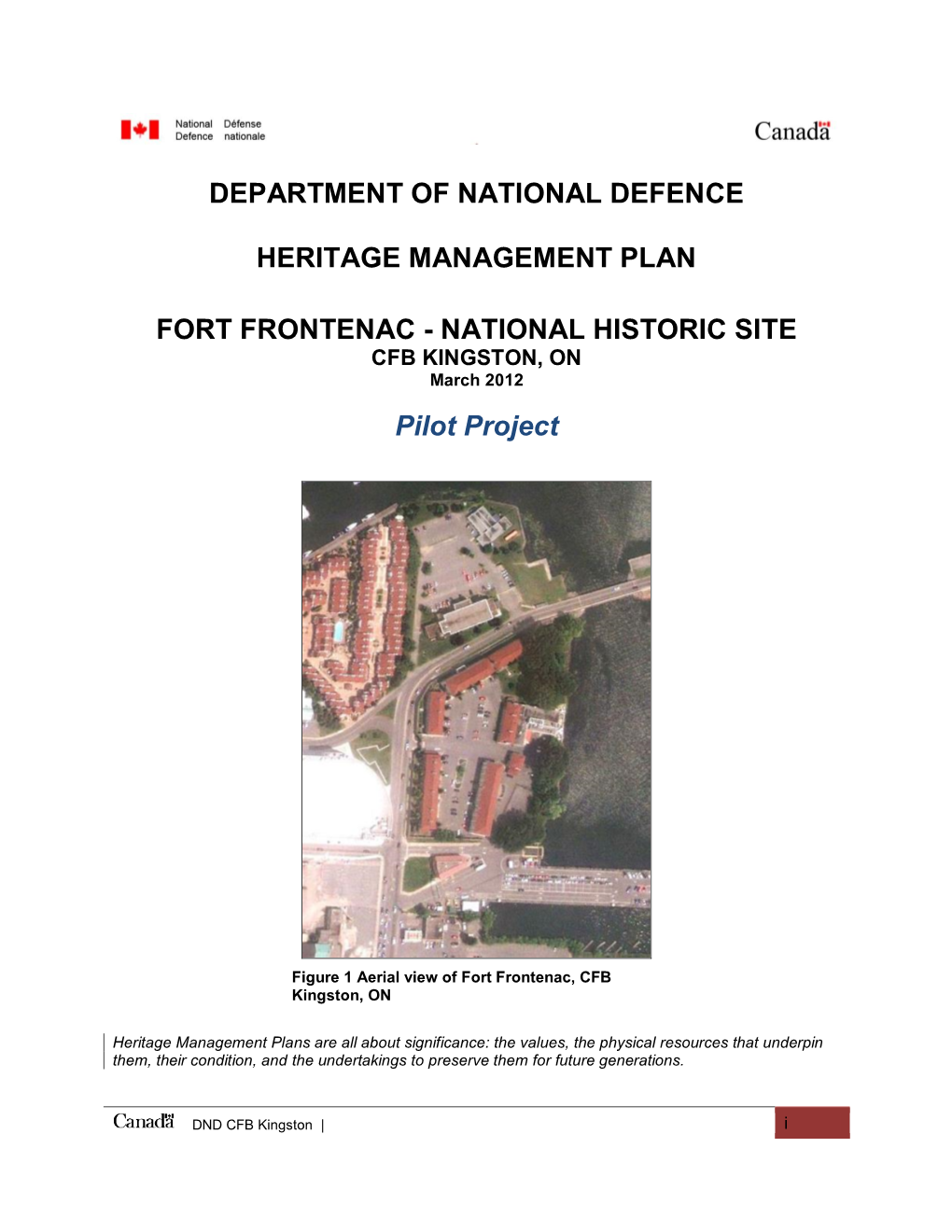 Department of National Defence Heritage Management Plan Fort
