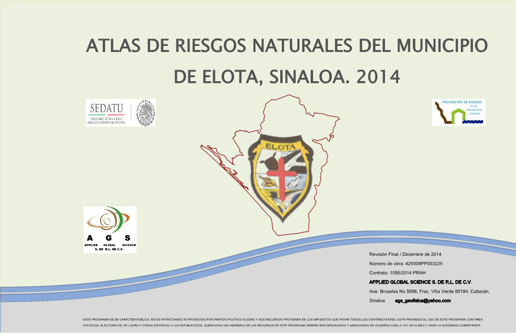 Atlas De Riesgos Naturales Del Municipio De Elota, Sinaloa