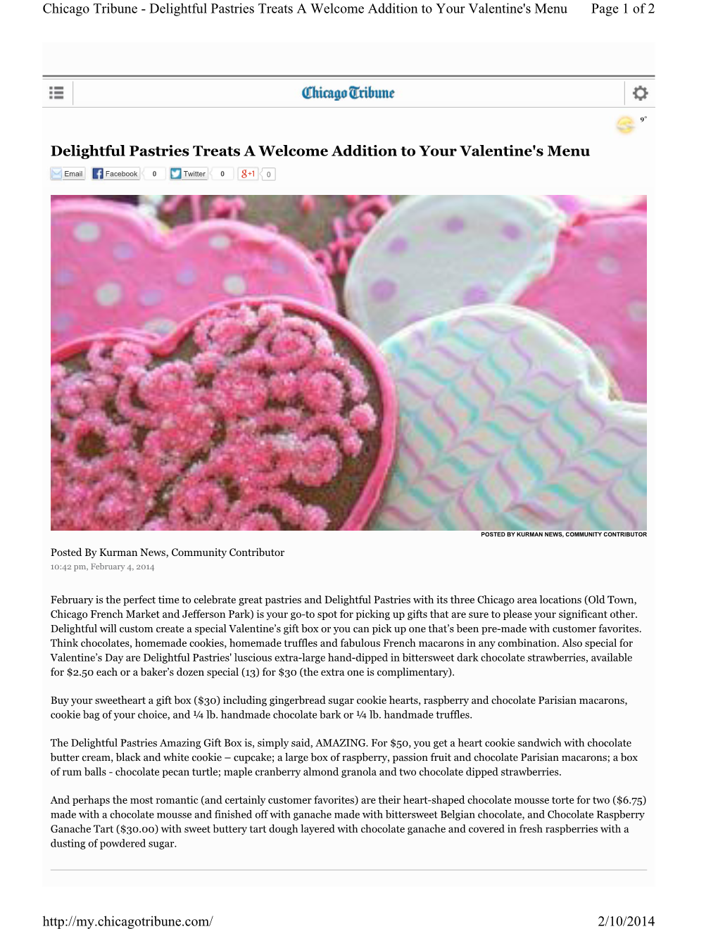 Delightful Pastries Treats a Welcome Addition to Your Valentine's Menu Page 1 of 2