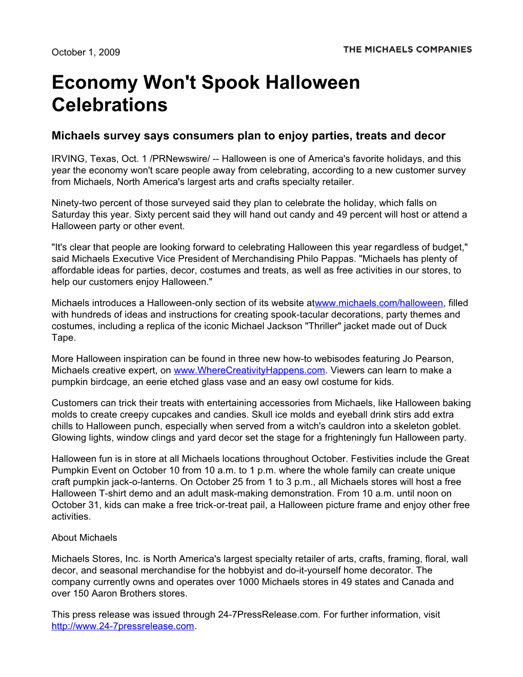 Economy Won't Spook Halloween Celebrations
