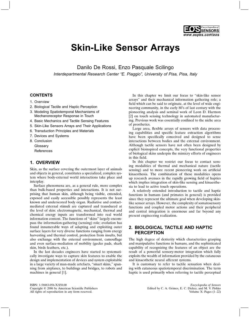 Skin-Like Sensor Arrays