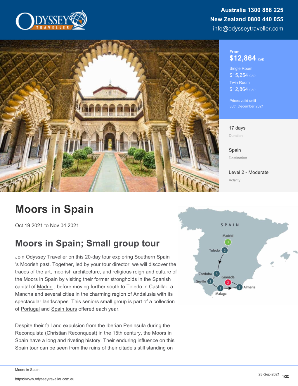 Spain and the Moors | Small Group Tour for Seniors
