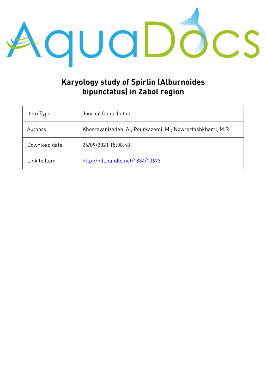 یافته علمی کوتاه: کاریولوژی ماهی خیاطه (Alburnoides Bipunctatus