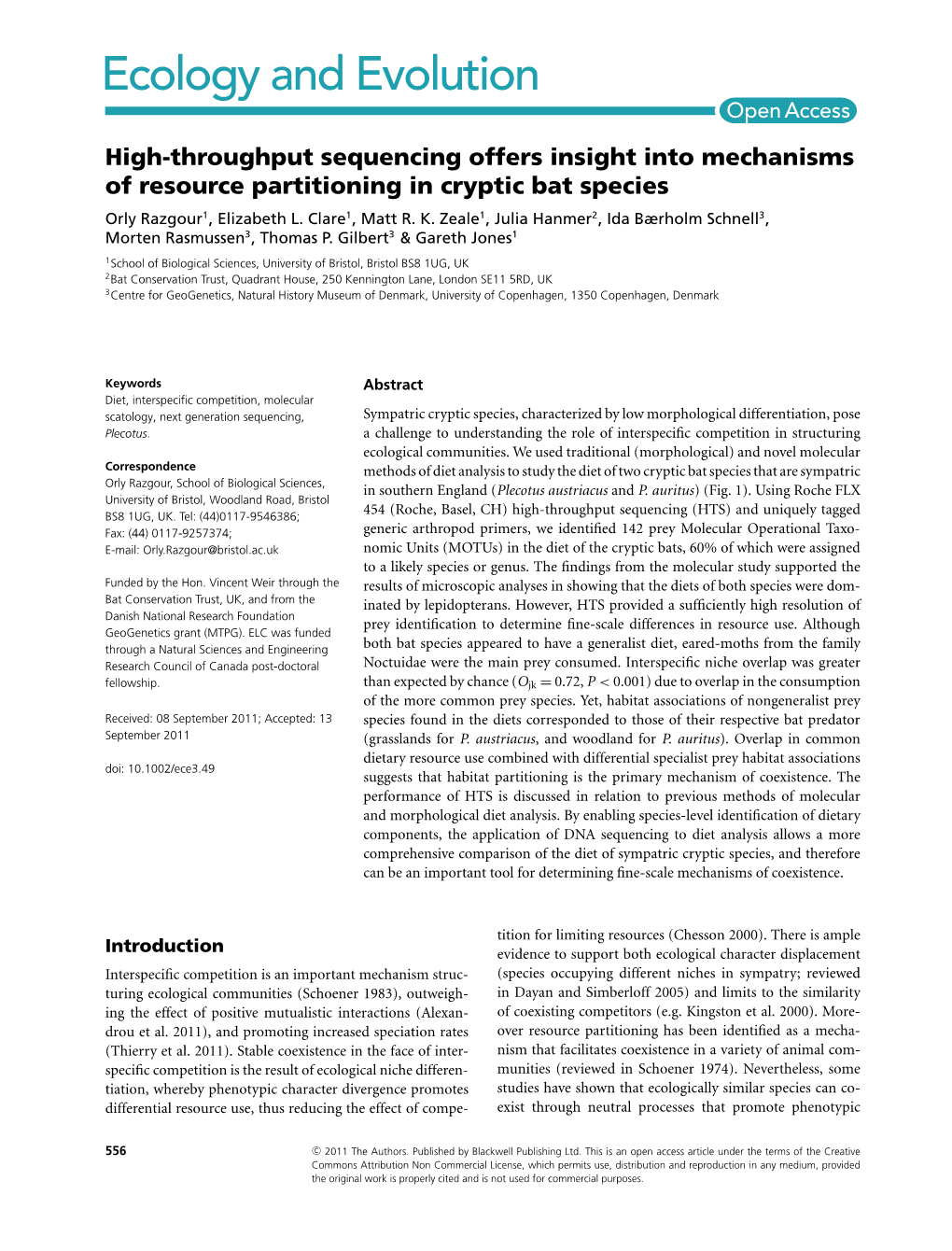 Highthroughput Sequencing Offers Insight Into Mechanisms of Resource