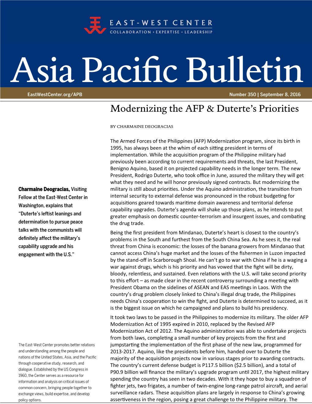 Modernizing the AFP & Duterte's Priorities