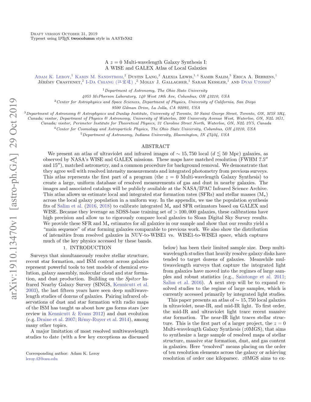 Arxiv:1910.13470V1 [Astro-Ph.GA] 29 Oct 2019