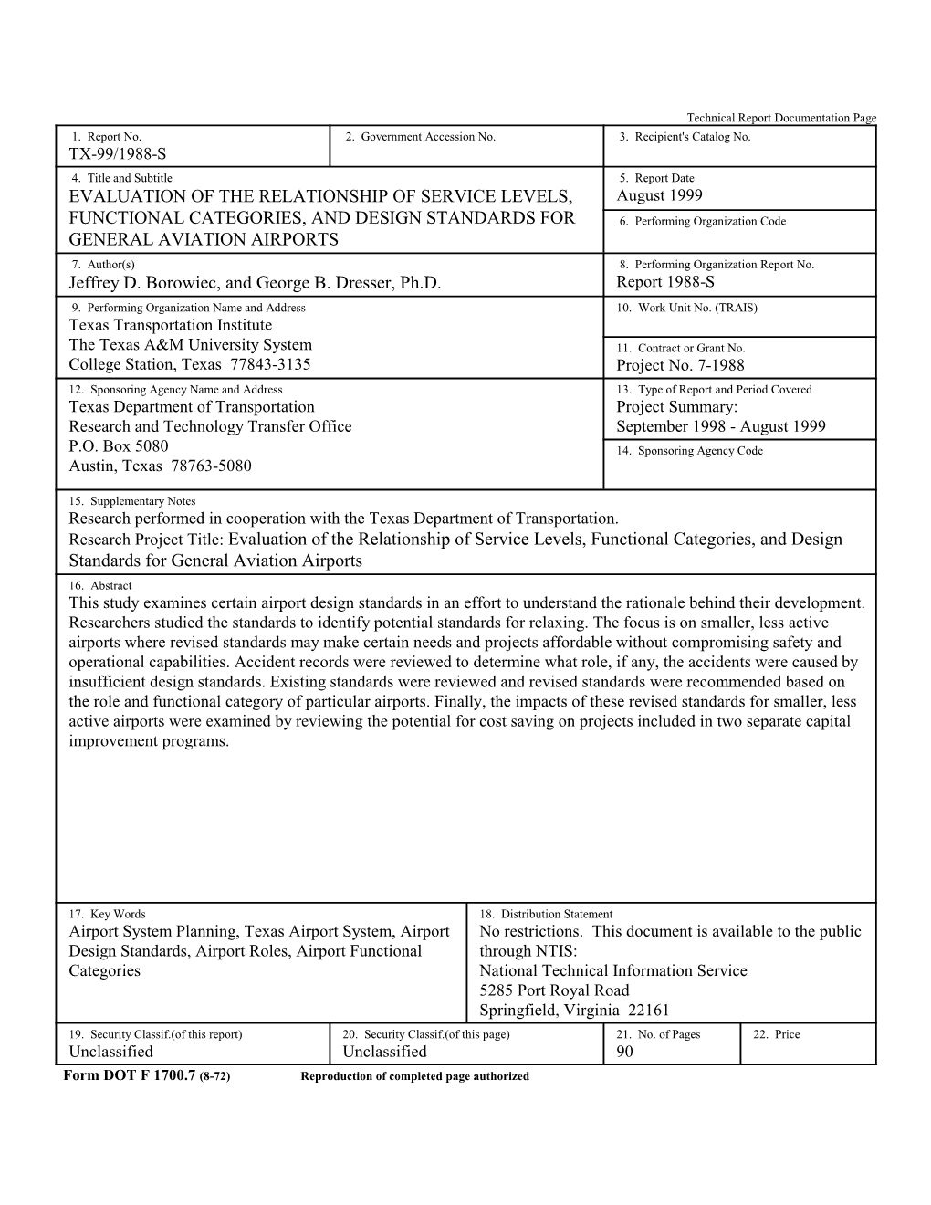 Evaluation Fo the Relationship of Service Levels, Functional