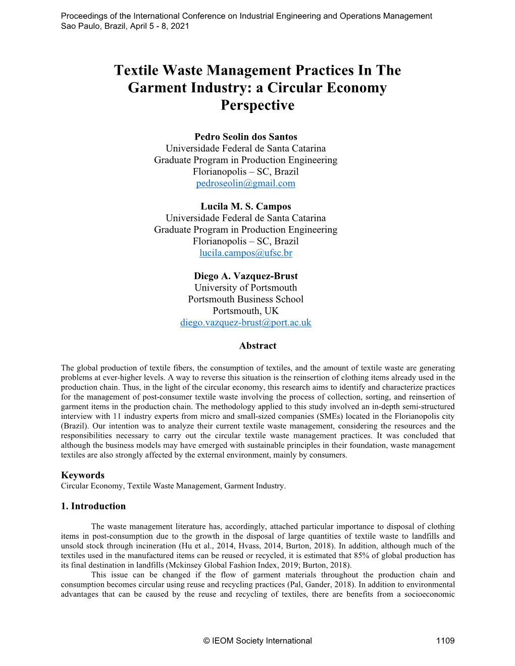 Textile Waste Management Practices in the Garment Industry: a Circular Economy Perspective