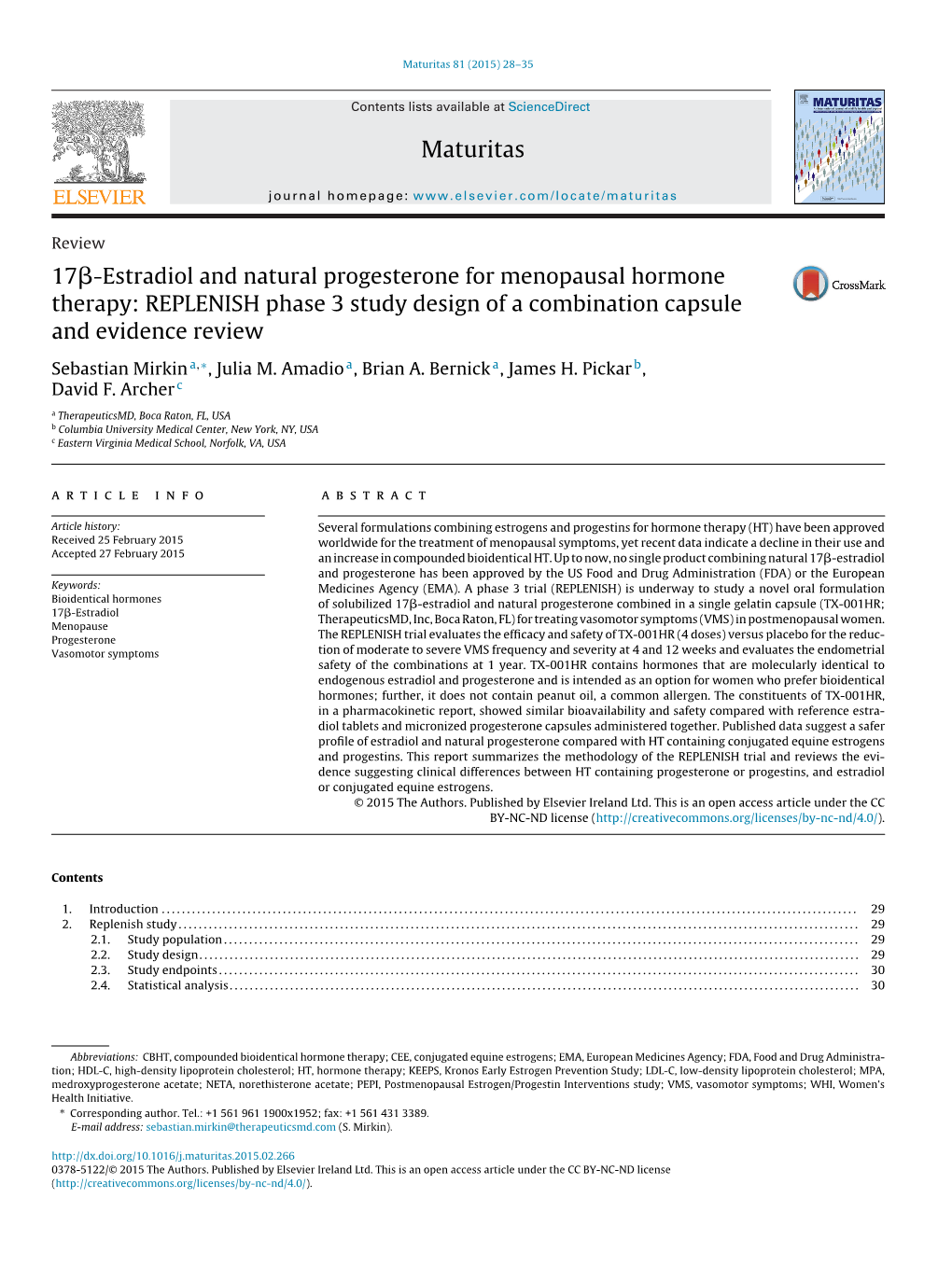 REPLENISH Phase 3 Study Design of a Combination Capsule and Evidence Review