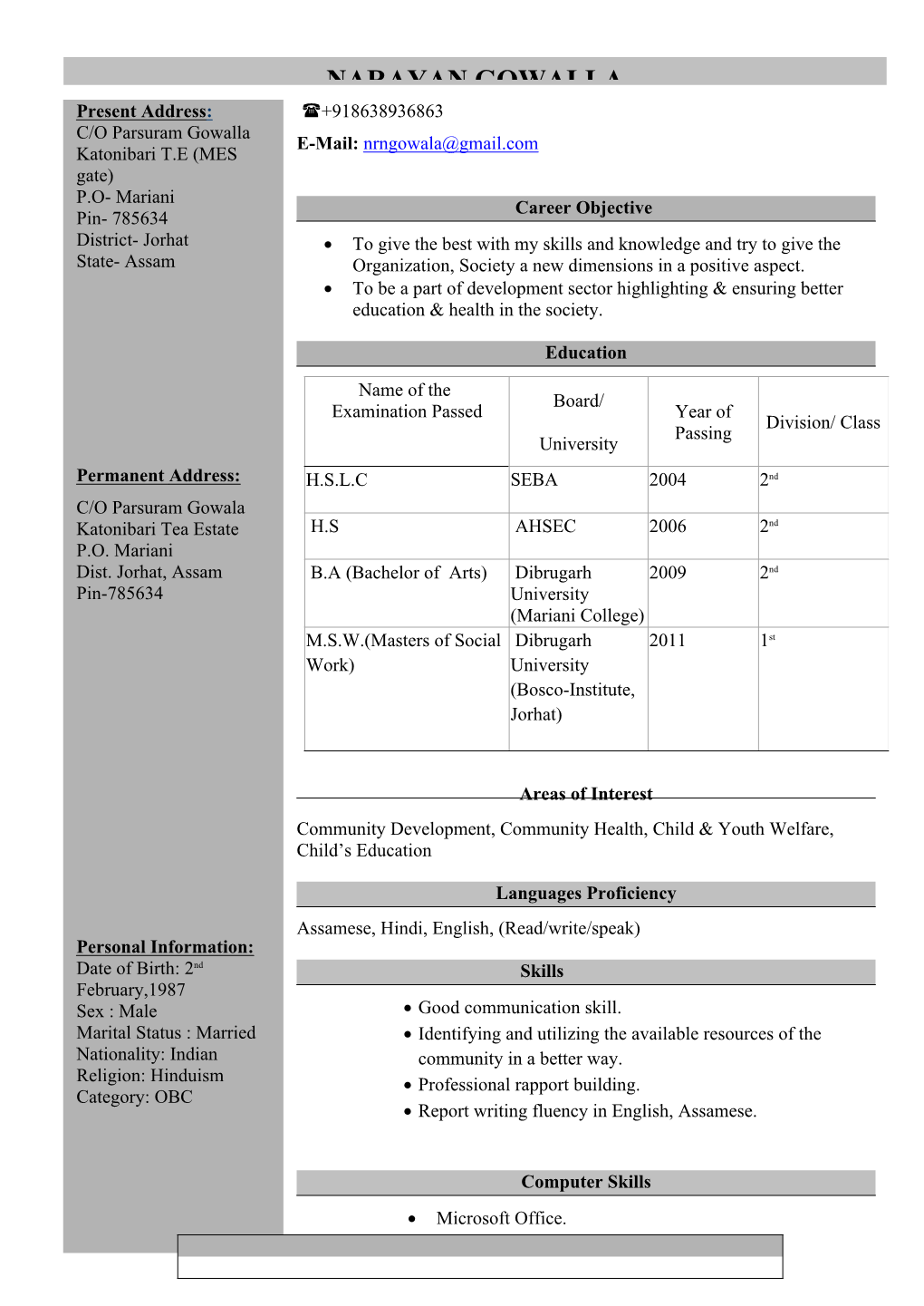 Resume Narayan Gowala.Pdf