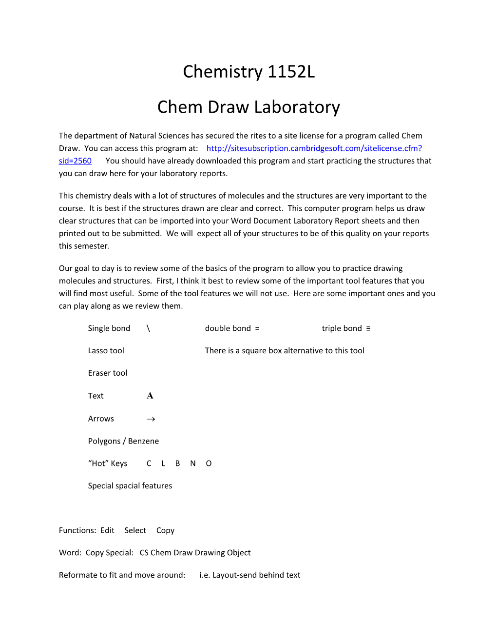 Chem Draw Laboratory