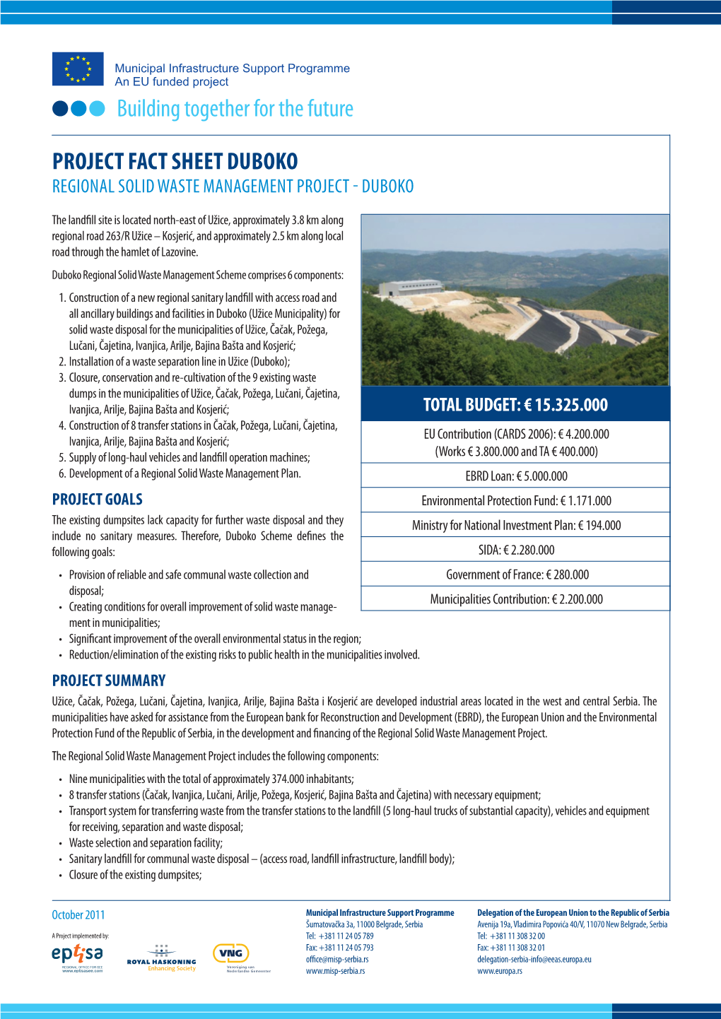 Project Fact Sheet DUBOKO Regional Solid Waste Management Project - Duboko