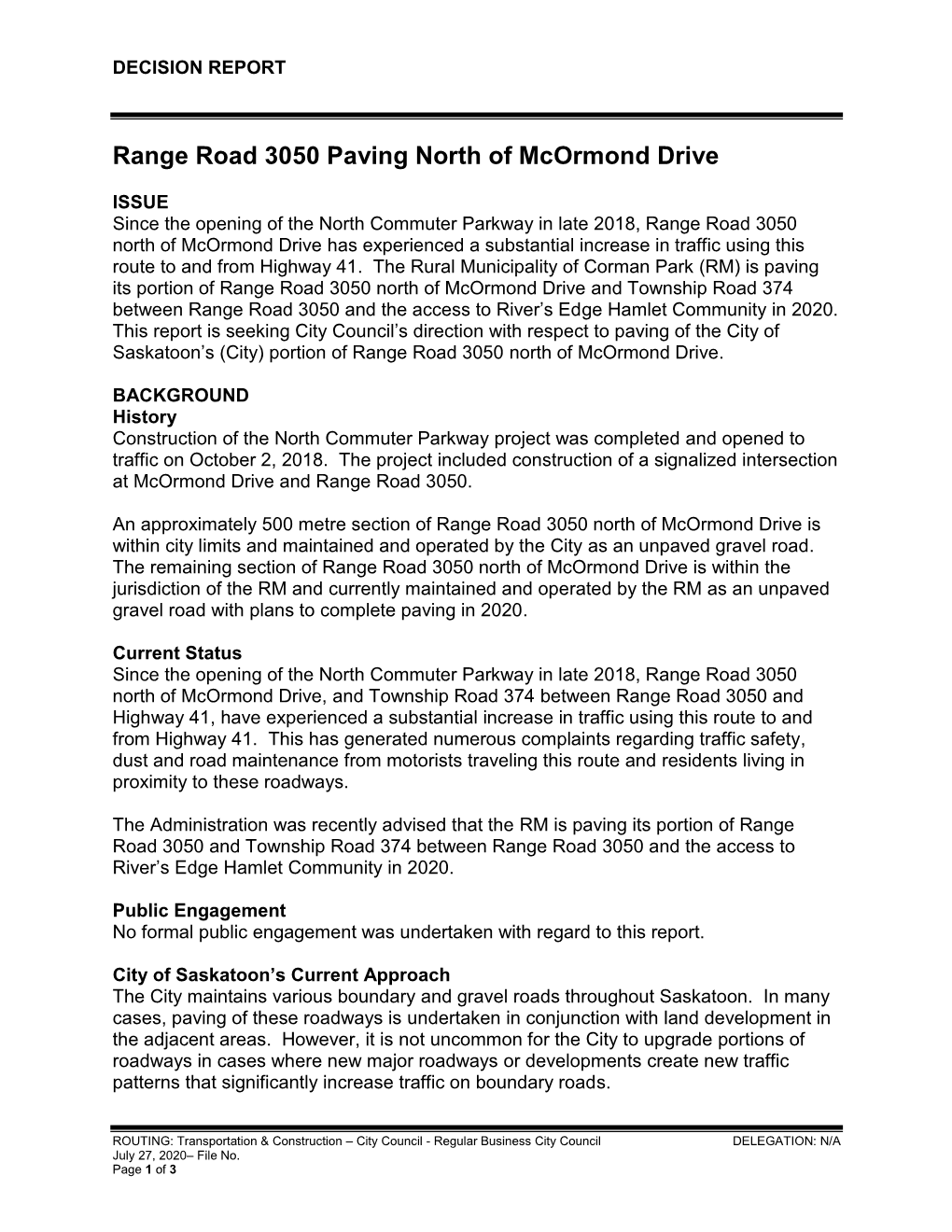 Range Road 3050 Paving North of Mcormond Drive