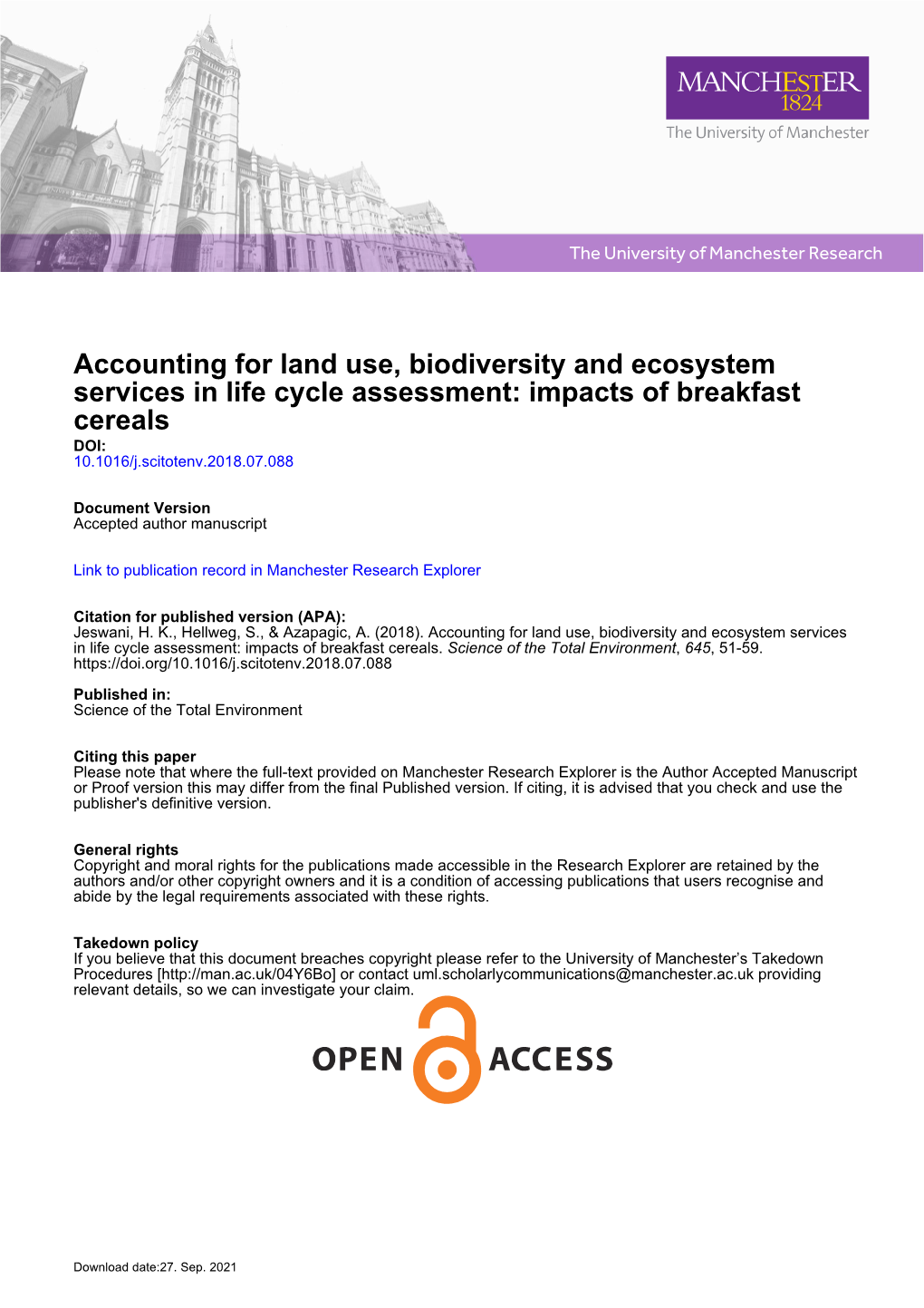 Land Use Biodiversity and Ecosystem Services In