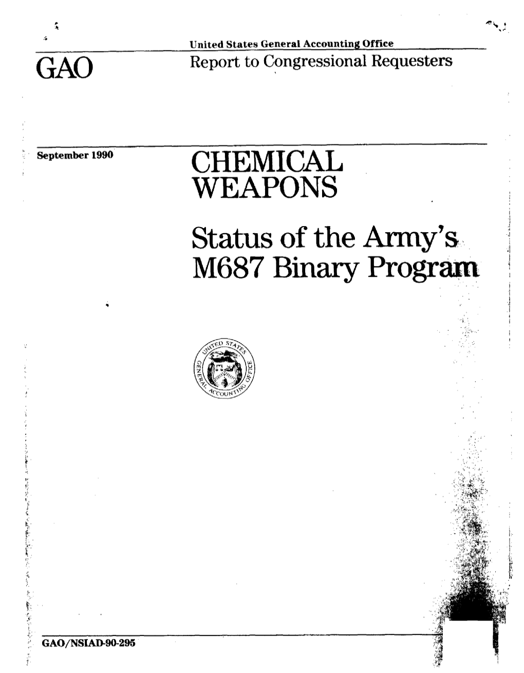 NSIAD-90-295 Chemical Weapons: Status of the Army's M687 Binary