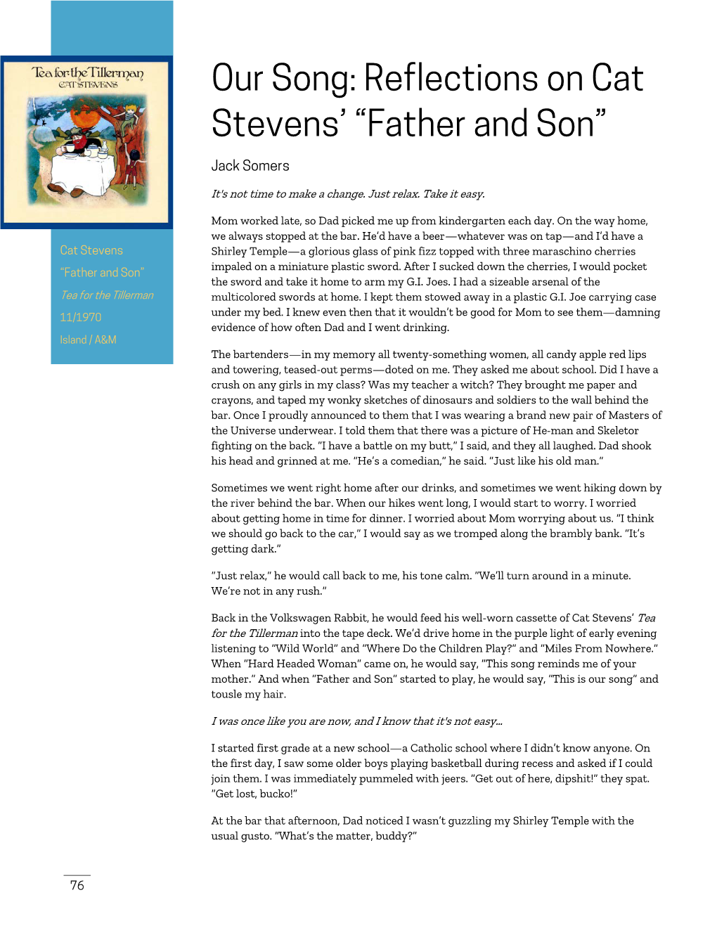 Our Song: Reflections on Cat Stevens' “Father and Son”