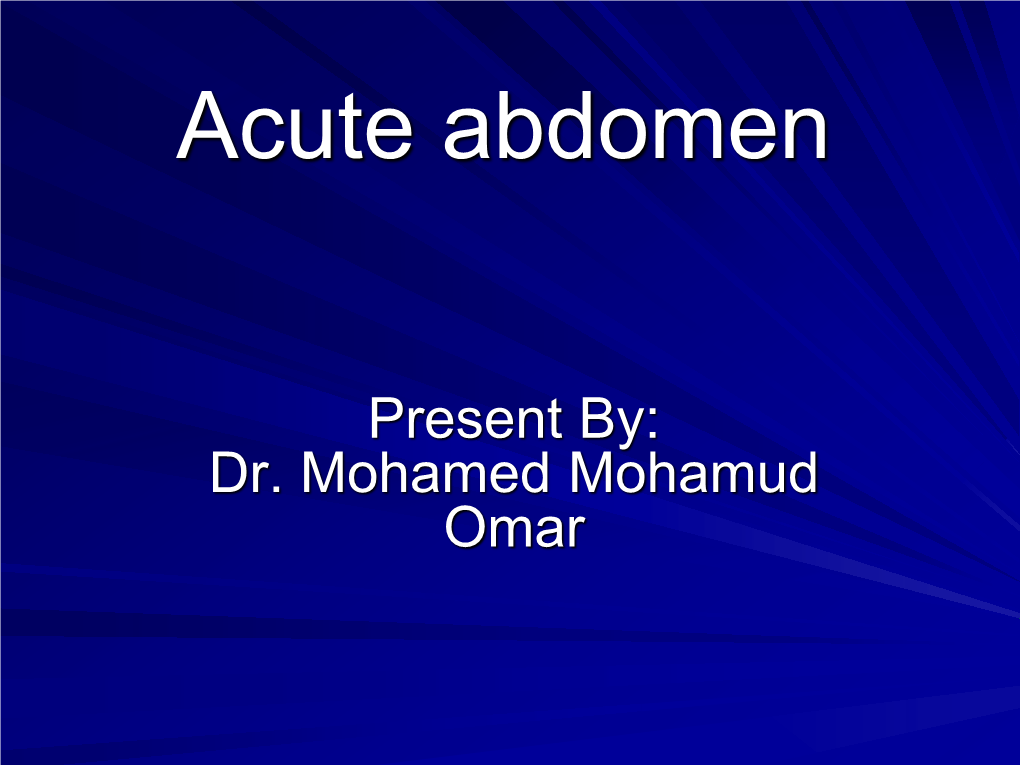 The Acute Abdomen in Pregnancy